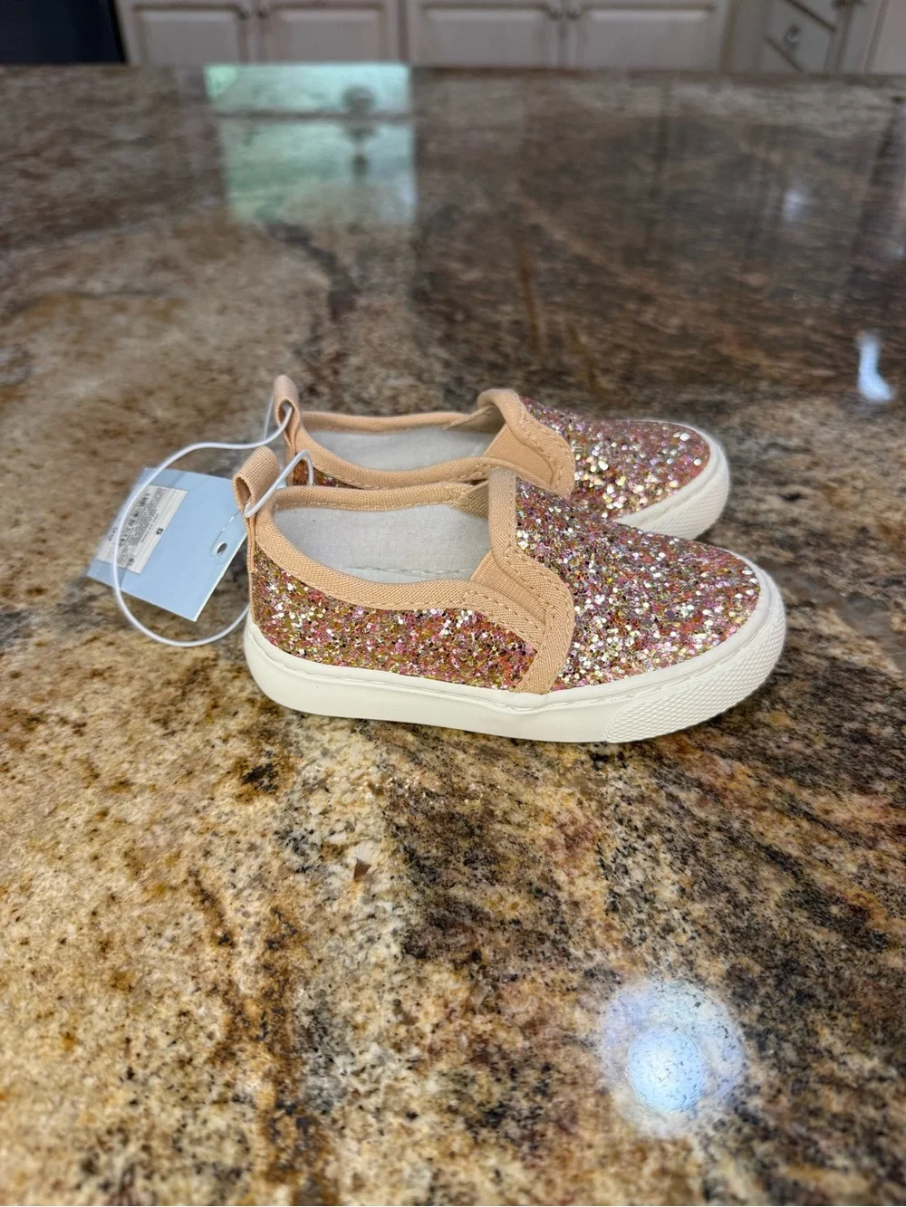 Cat & Jack Glitter Slip-On Shoes in Pink and Gold Tones